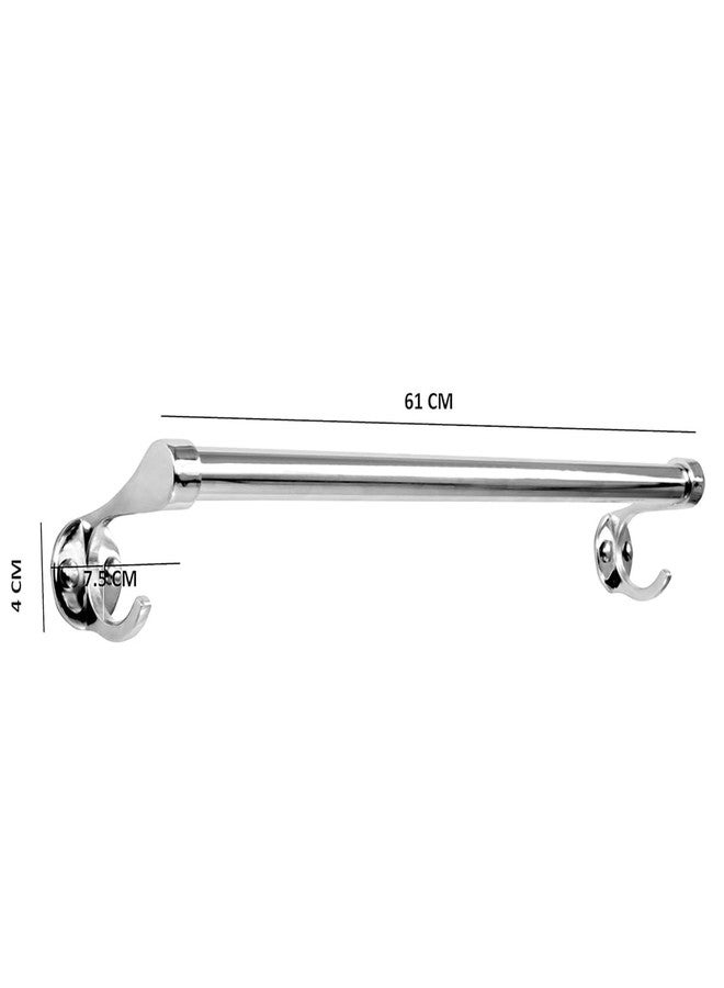 FORTUNE Stainless Steel Hook Towel Rod 24 NCH Towel Holder Rod for Bathroom | Kitchen | Living Room (Pack of 2) - Image 5
